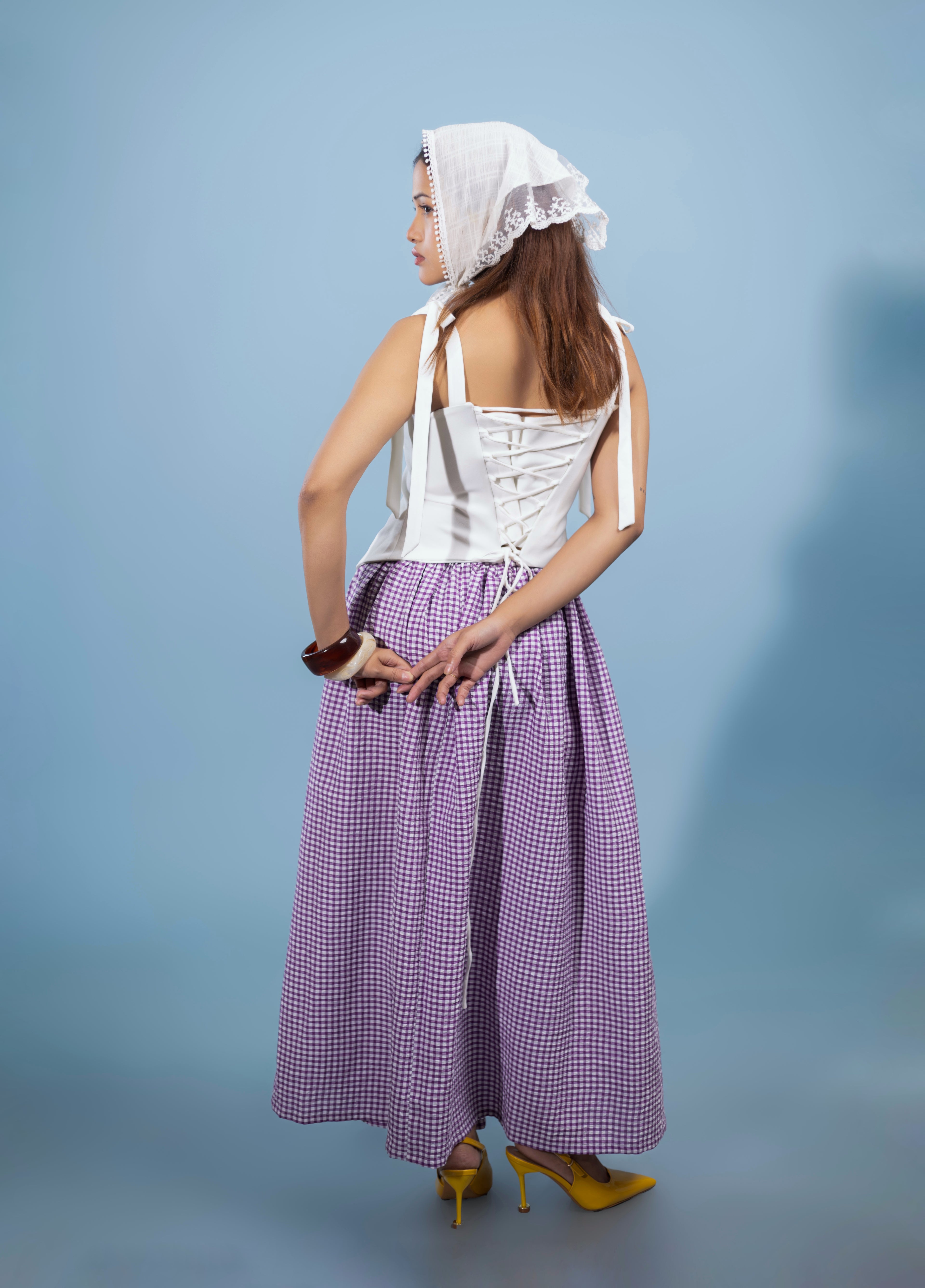 The Gingham Sonnet Corset Top with Gingham Skirt